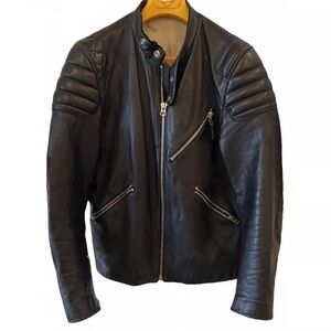 Acne Studios Calf Leather Biker Jacket Black Size 48